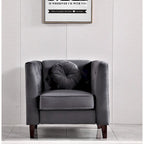 US PRIDE FURNITURE Velvet Classic Chesterfield Chair with Wood legs