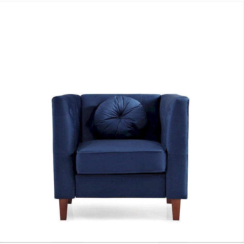 US PRIDE FURNITURE Velvet Classic Chesterfield Chair with Wood legs