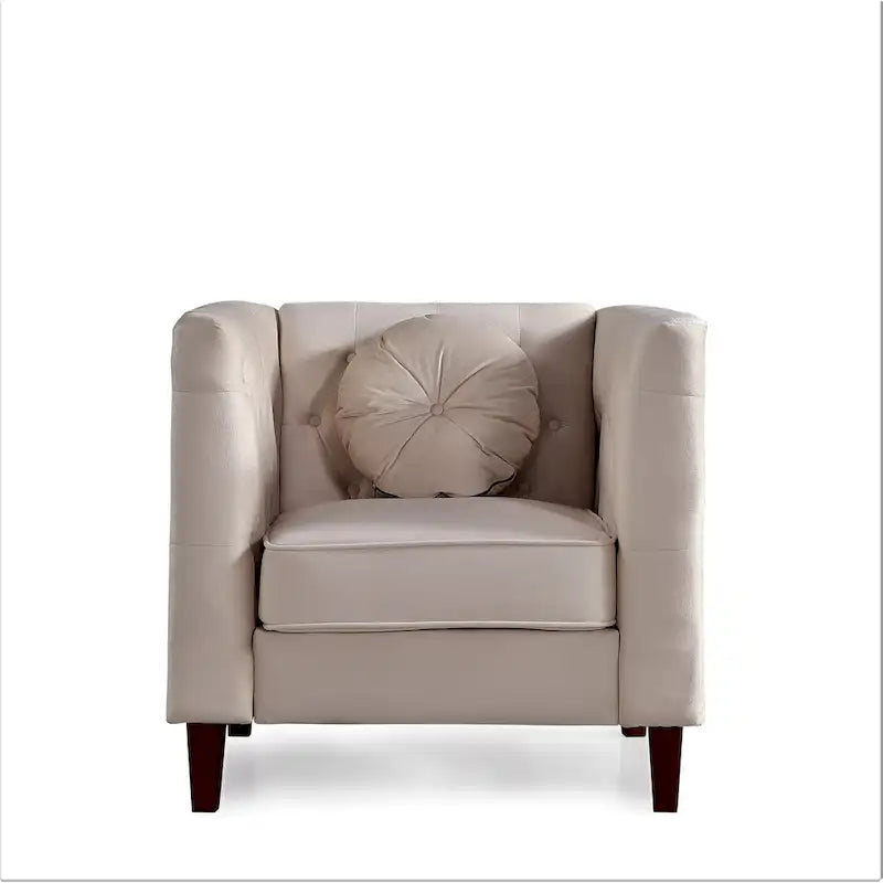 US PRIDE FURNITURE Velvet Classic Chesterfield Chair with Wood legs