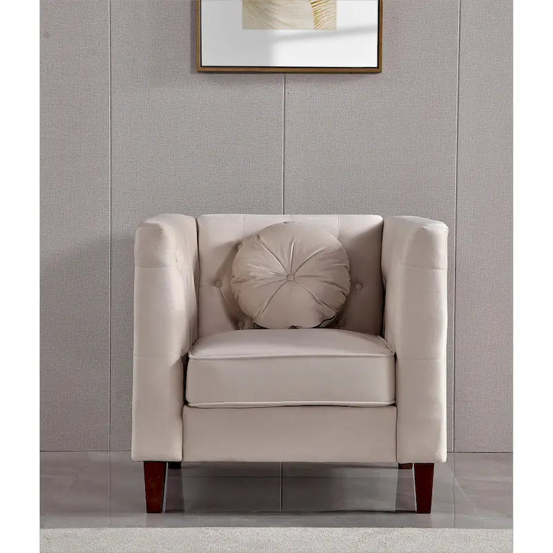 US PRIDE FURNITURE Velvet Classic Chesterfield Chair with Wood legs