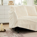 120 Corduroy L-Shaped 3-Seater Sectional with Convertible Ottoman, Removable Slipcover and Cloud-Like Cushions