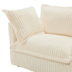 120 Corduroy L-Shaped 3-Seater Sectional with Convertible Ottoman, Removable Slipcover and Cloud-Like Cushions
