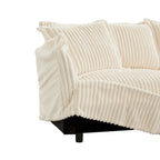 120 Corduroy L-Shaped 3-Seater Sectional with Convertible Ottoman, Removable Slipcover and Cloud-Like Cushions