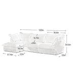 120 Corduroy L-Shaped 3-Seater Sectional with Convertible Ottoman, Removable Slipcover and Cloud-Like Cushions