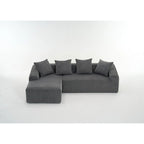 101.6 Corduroy L-Shaped Sectional Sofa with Chaise Lounge and 4 Pillows