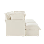 120 Chenille 3-Seater Sofa Set with 3 Ottomans, Sleeper Function & Removable Slipcovers