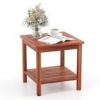 Gymax 2 Pieces Adirondack Outdoor Side Table Patio 2-Tier Square End
