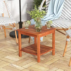 Gymax 2 Pieces Adirondack Outdoor Side Table Patio 2-Tier Square End