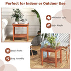 Gymax 2 Pieces Adirondack Outdoor Side Table Patio 2-Tier Square End