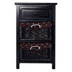 Costway Black Night Stand 3 Tiers 1 Drawer Bedside End Table Organizer