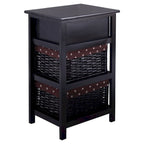 Costway Black Night Stand 3 Tiers 1 Drawer Bedside End Table Organizer