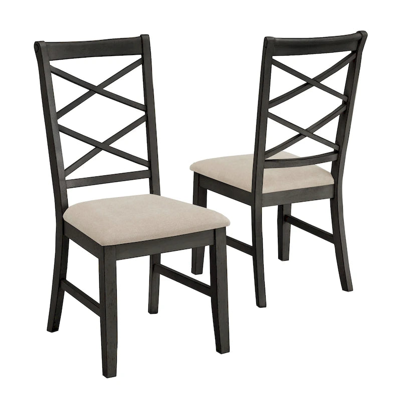 Eleanor Wood finish Double Cross Back Sand Fabric Dining Chair (Set of 2) by iNSPIRE Q Classic