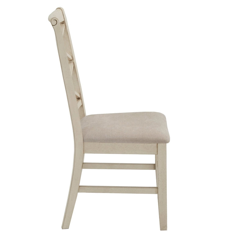 Eleanor Wood finish Double Cross Back Sand Fabric Dining Chair (Set of 2) by iNSPIRE Q Classic
