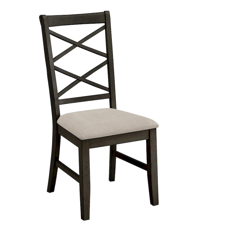 Eleanor Wood finish Double Cross Back Sand Fabric Dining Chair (Set of 2) by iNSPIRE Q Classic