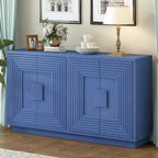 4-Door Vintage Fluted Sideboard Buffet Cabinet with Adjustable Shelves