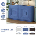 Vintage Fluted 4-Door Sideboard Cabinet - Adjustable Shelves (60")