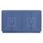 Vintage Fluted 4-Door Sideboard Cabinet - Adjustable Shelves (60")