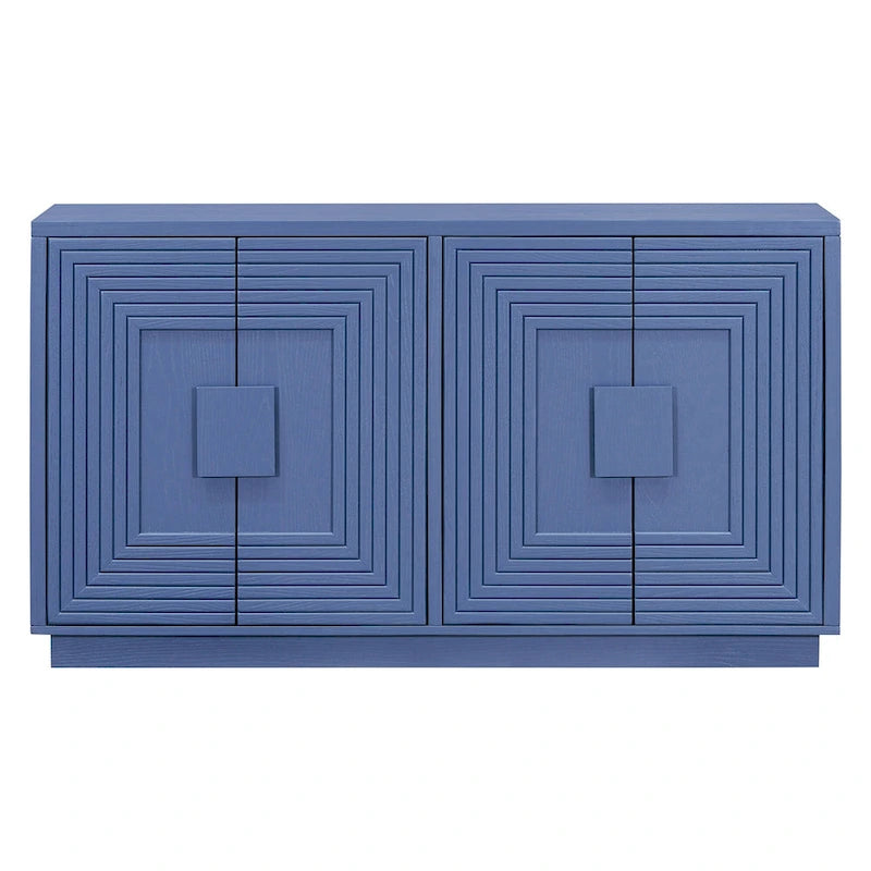 Vintage Fluted 4-Door Sideboard Cabinet - Adjustable Shelves (60")