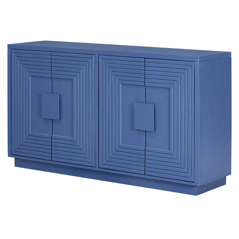 Vintage Fluted 4-Door Sideboard Cabinet - Adjustable Shelves (60")