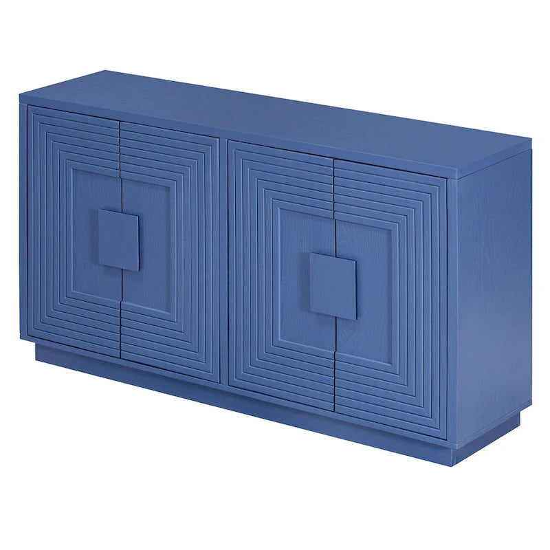 Vintage Fluted 4-Door Sideboard Cabinet - Adjustable Shelves (60")