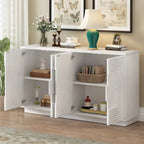 Vintage Fluted 4-Door Sideboard Cabinet - Adjustable Shelves (60")