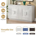 Vintage Fluted 4-Door Sideboard Cabinet - Adjustable Shelves (60")