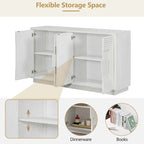 Vintage Fluted 4-Door Sideboard Cabinet - Adjustable Shelves (60")