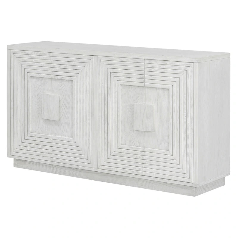 Vintage Fluted 4-Door Sideboard Cabinet - Adjustable Shelves (60")