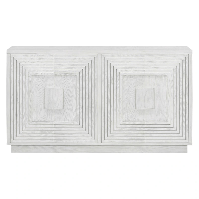 Vintage Fluted 4-Door Sideboard Cabinet - Adjustable Shelves (60")