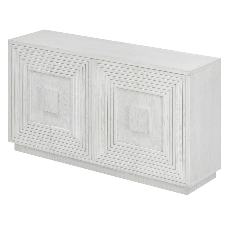 Vintage Fluted 4-Door Sideboard Cabinet - Adjustable Shelves (60")