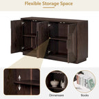 Vintage Fluted 4-Door Sideboard Cabinet - Adjustable Shelves (60")