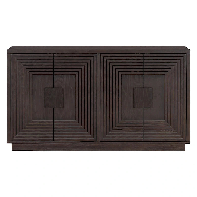 Vintage Fluted 4-Door Sideboard Cabinet - Adjustable Shelves (60")