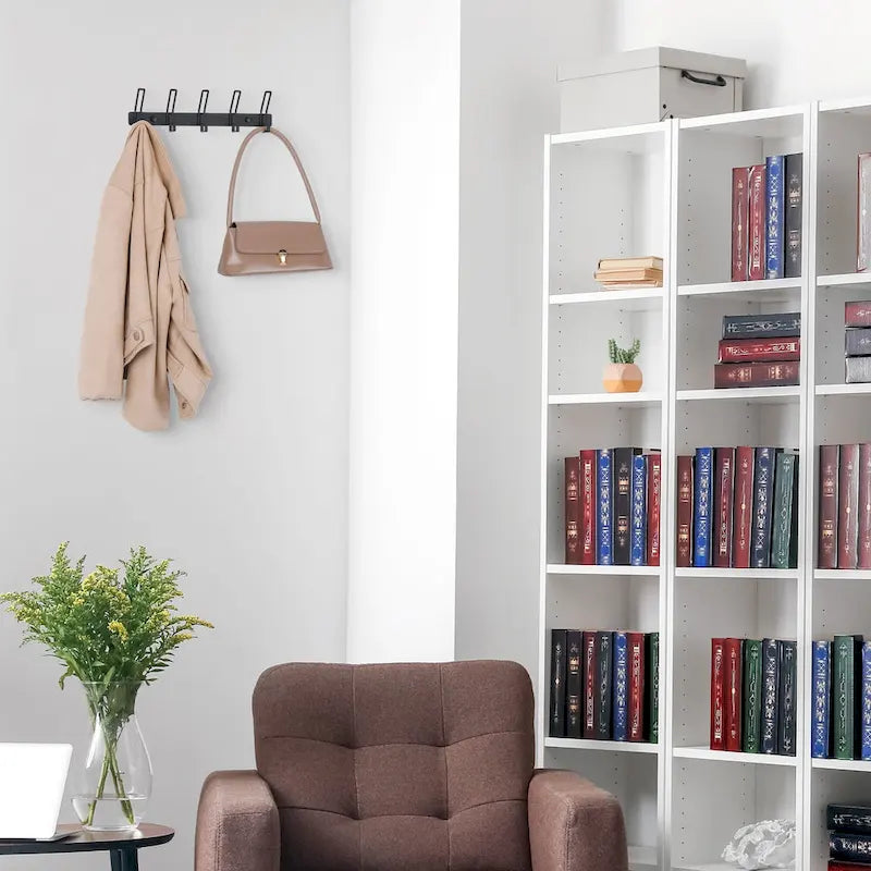 1 Pack Coat Rack Wall Mount, Wall Hooks with 5 Hooks for Entryway - 12.6*1in