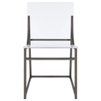 Dino Dining Chair Set of 2, Clear Acrylic Seat, Back, Black Nickel, 18 Inch