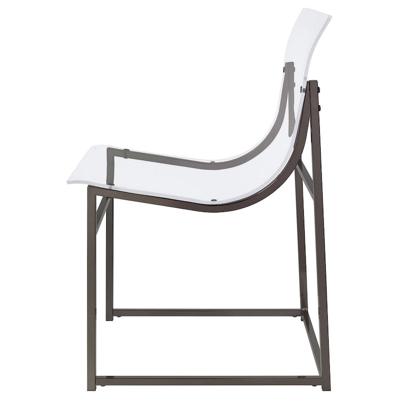 Dino Dining Chair Set of 2, Clear Acrylic Seat, Back, Black Nickel, 18 Inch