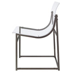 Dino Dining Chair Set of 2, Clear Acrylic Seat, Back, Black Nickel, 18 Inch