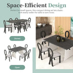 7 Piece Dining Table Set for 6, Versatile Kitchen Dining Table Set with Trestle Dining Table and 6 Upholstered Chairs