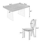 7 Piece Dining Table Set for 6, Versatile Kitchen Dining Table Set with Trestle Dining Table and 6 Upholstered Chairs