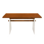 7 Piece Dining Table Set for 6, Versatile Kitchen Dining Table Set with Trestle Dining Table and 6 Upholstered Chairs