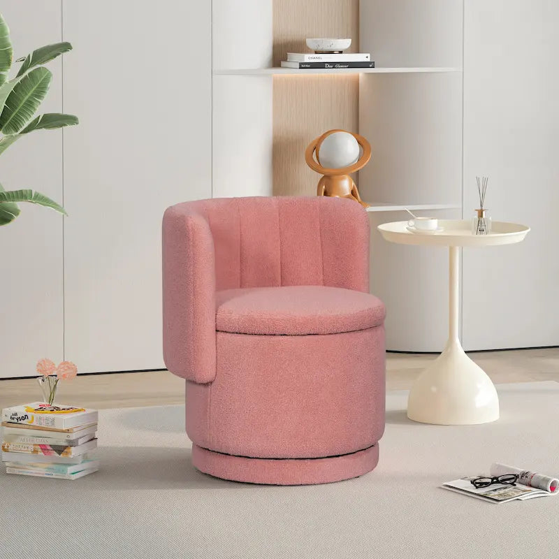 Boucle Fabric Swivel Accent Chair wStorage Space,for Living Room,Gray