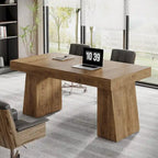 55 Inches Modern Executive Desk, Wood Computer Desk, Business Workstation Desk
