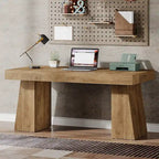 55 Inches Modern Executive Desk, Wood Computer Desk, Business Workstation Desk