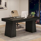 55 Inches Modern Executive Desk, Wood Computer Desk, Business Workstation Desk