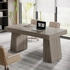 55 Inches Modern Executive Desk, Wood Computer Desk, Business Workstation Desk