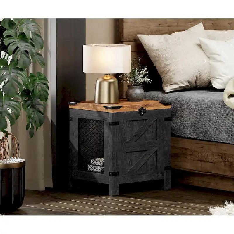 WAMPAT Lift Top End Table,Nightstand with Rustic Lock