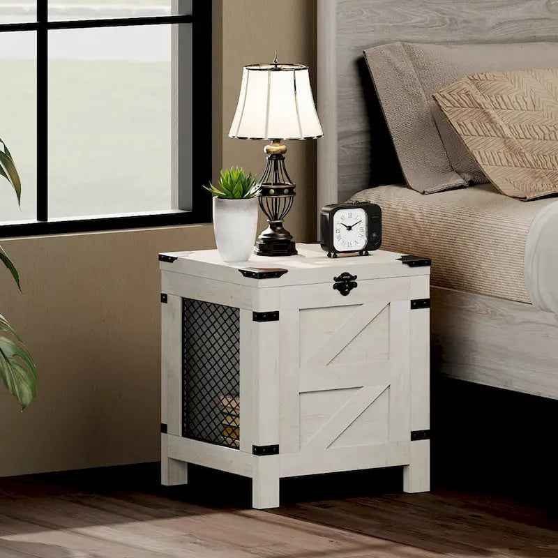 WAMPAT Lift Top End Table,Nightstand with Rustic Lock