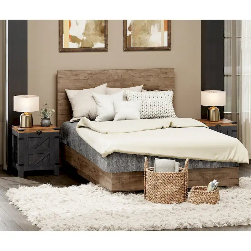 WAMPAT Lift Top End Table,Nightstand with Rustic Lock