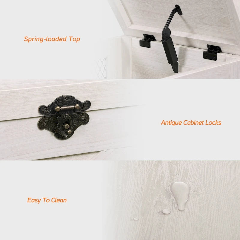 WAMPAT Lift Top End Table,Nightstand with Rustic Lock