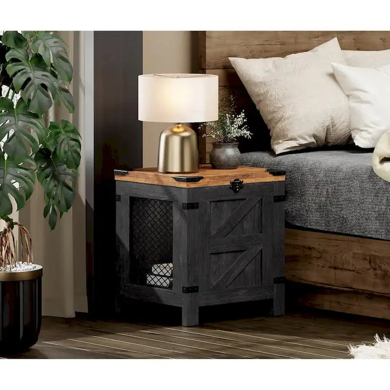 WAMPAT Lift Top End Table,Nightstand with Rustic Lock