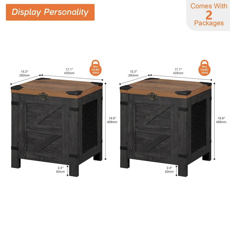 WAMPAT Lift Top End Table,Nightstand with Rustic Lock